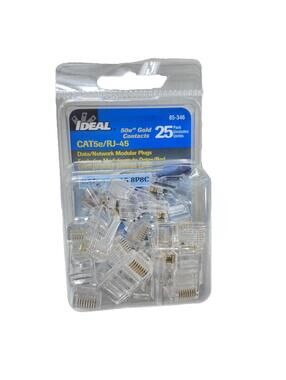 Ideal 85-346 Modular Plugs 25 Pack CAT5e RJ-45 Data Network Connectors Brand New